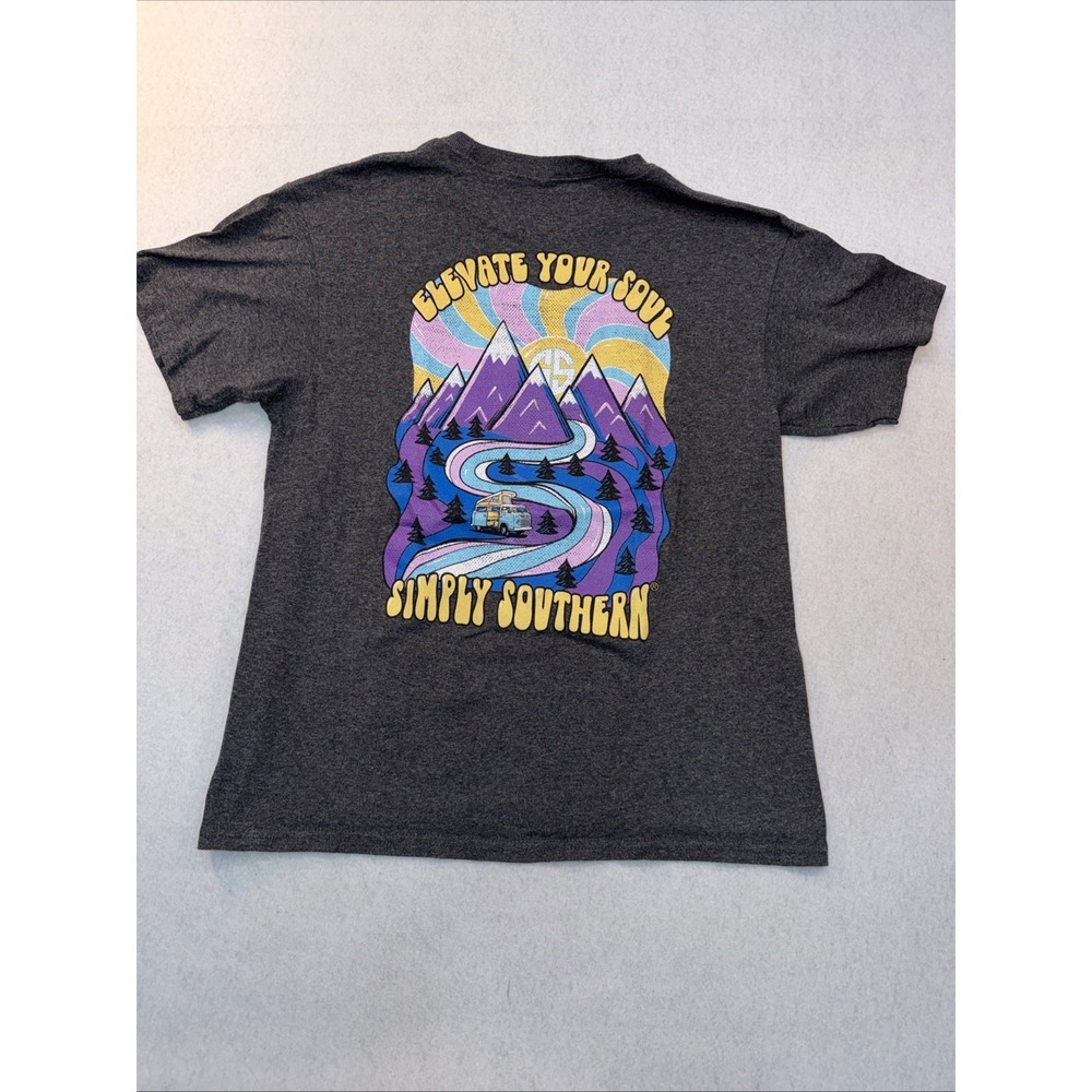 Simply Southern Elevate Short Sleeve Tshirt Youth Large Color Charcoal